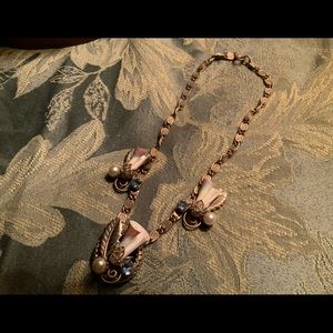 Vintage Germany gold tone rhinestone 15in necklace